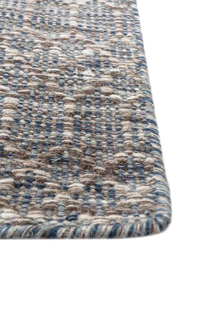 indusbar blue wool flat weaves Rug - Corner
