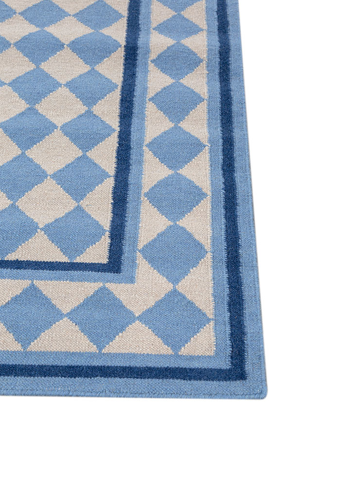alhambra blue wool flat weaves Rug - Corner