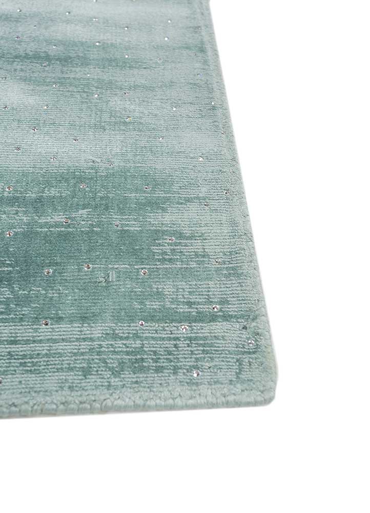 basis blue viscose hand loom Rug - Corner