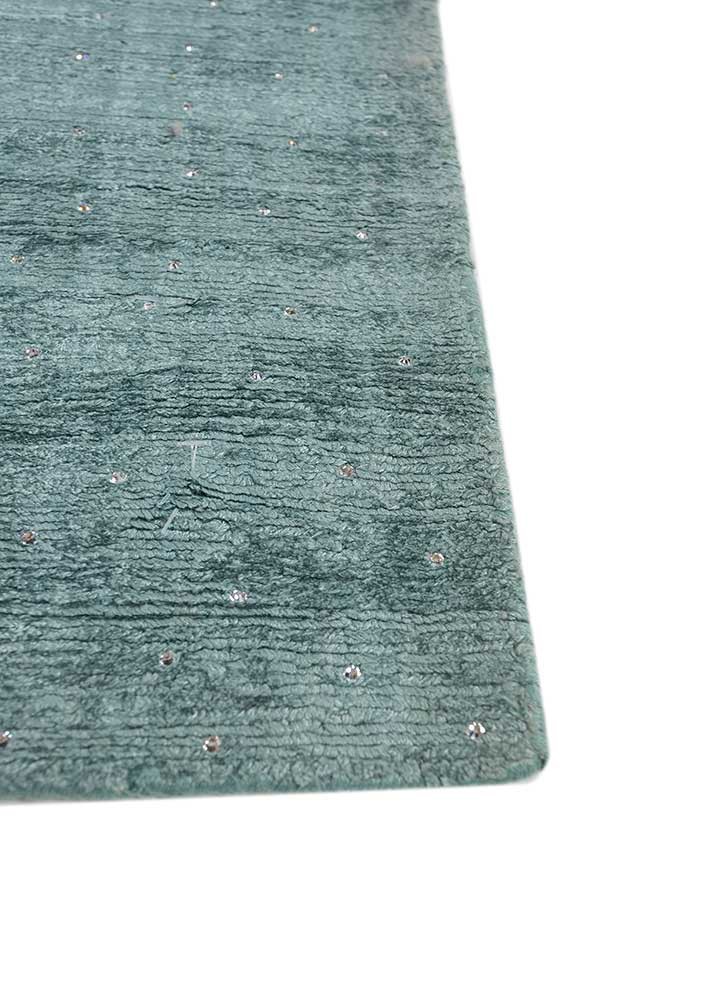 basis blue viscose hand loom Rug - Corner