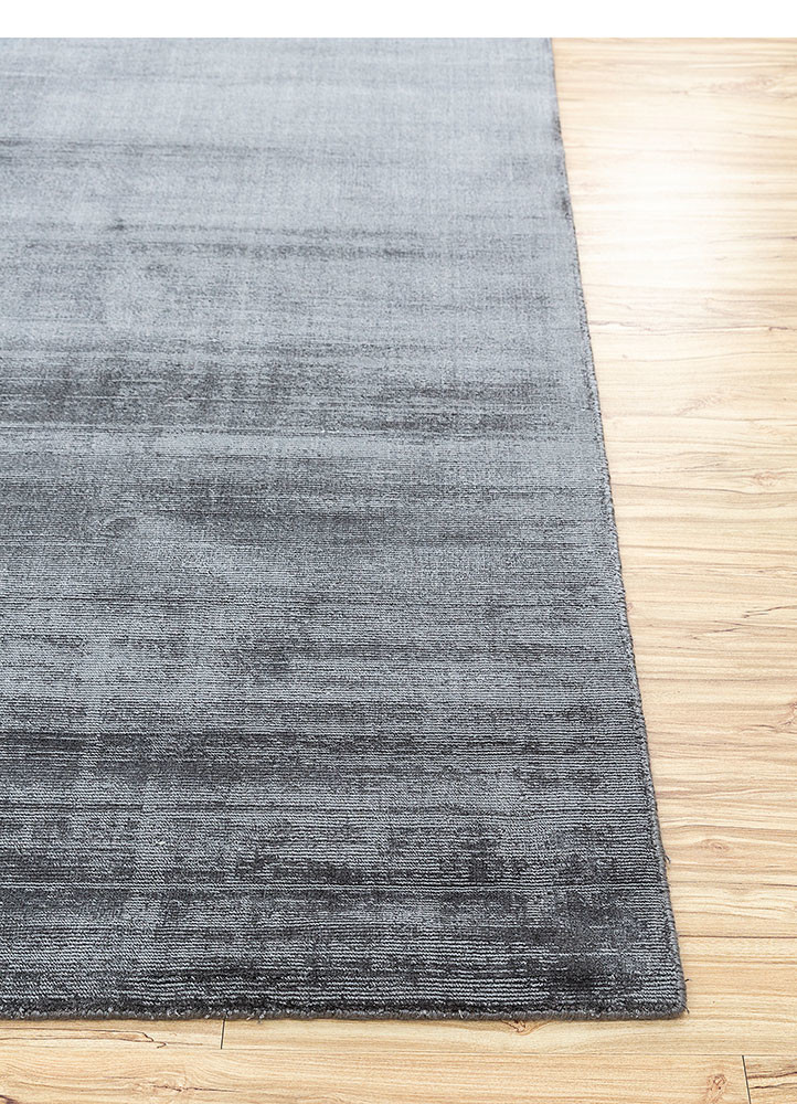 basis grey and black viscose hand loom Rug - Corner