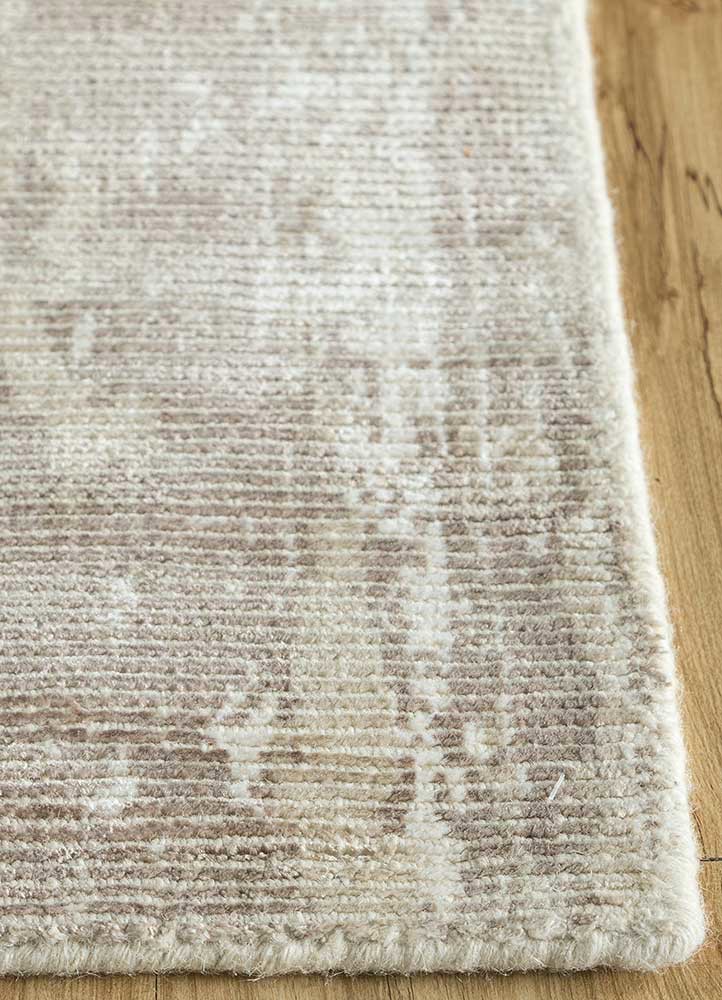 bespoke sile beige and brown wool and viscose hand loom Rug - Corner