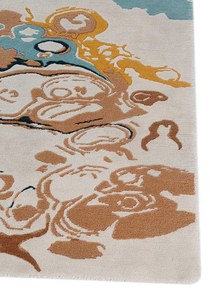 sthir ivory wool hand knotted Rug - Corner