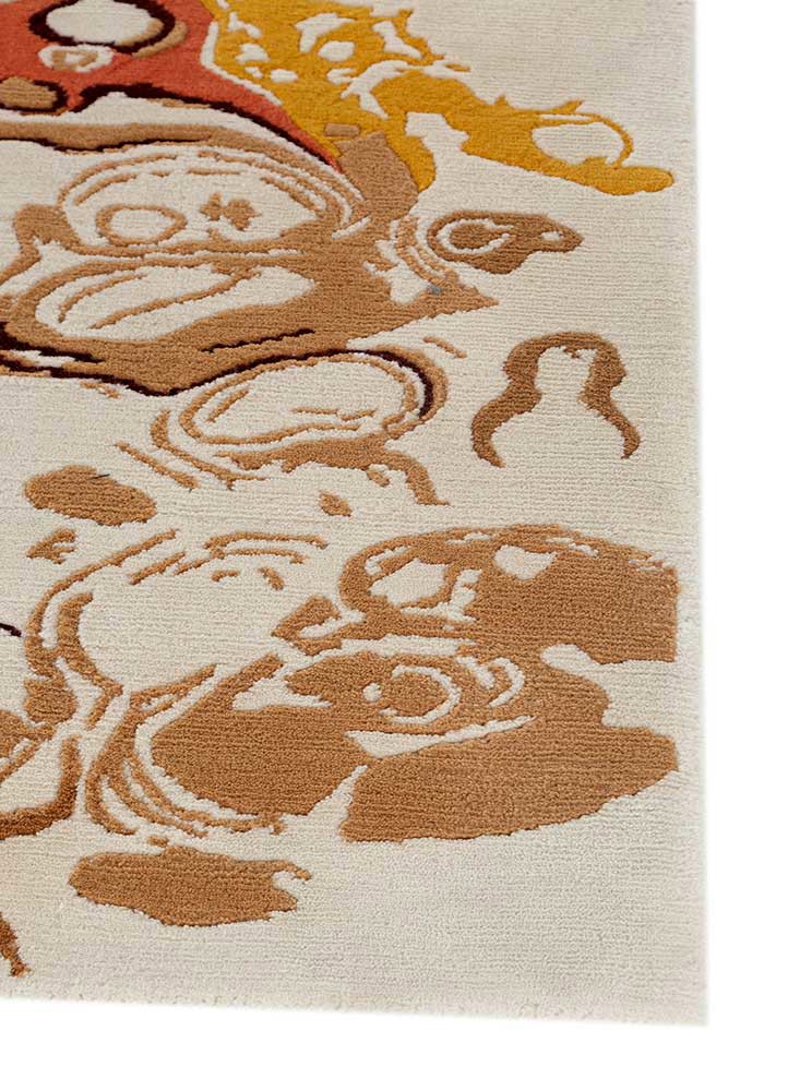 sthir ivory wool hand knotted Rug - Corner