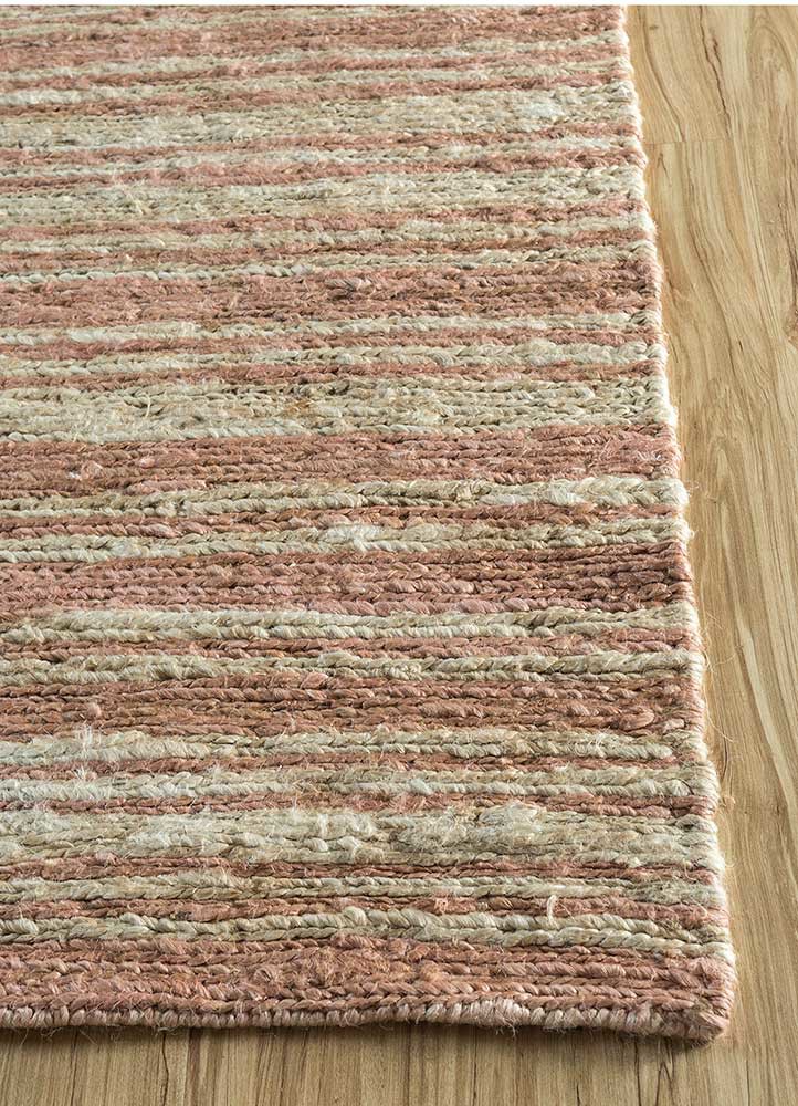 hula pink and purple jute and hemp hand knotted Rug - Corner