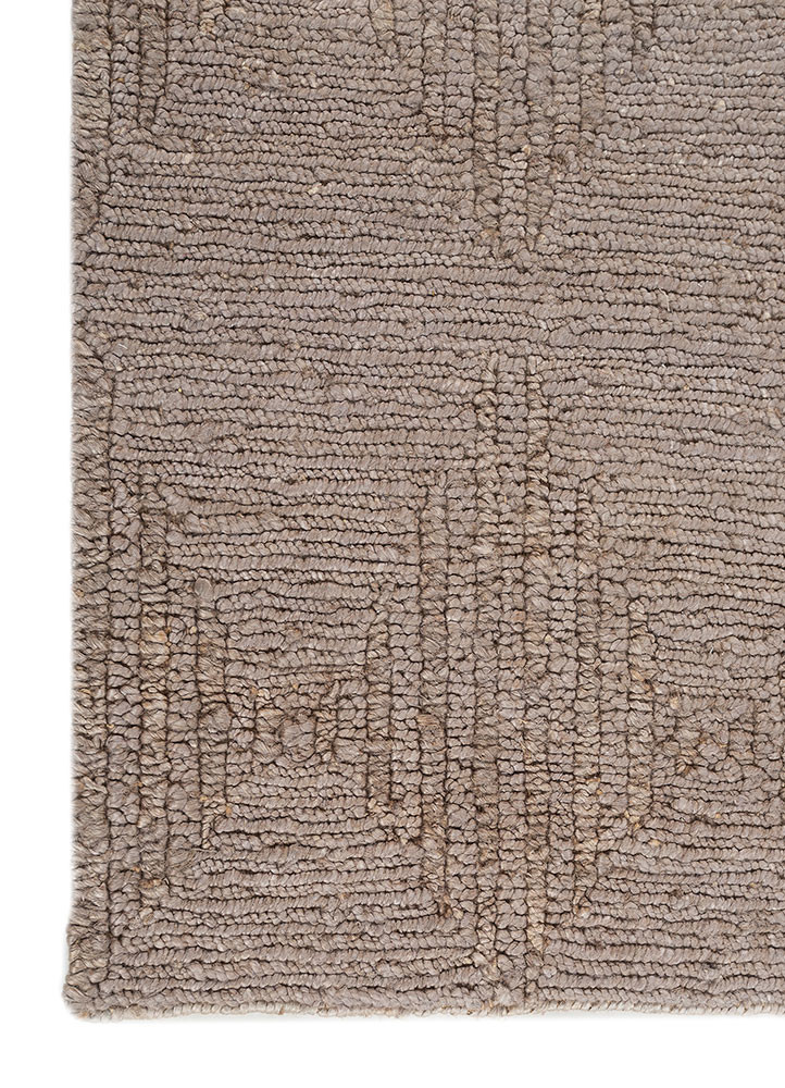 hula grey and black jute and hemp hand knotted Rug - Corner