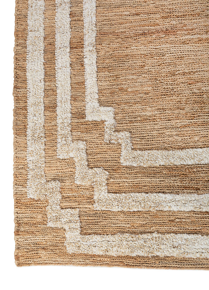 nomadic threads beige and brown jute and hemp hand knotted Rug - Corner