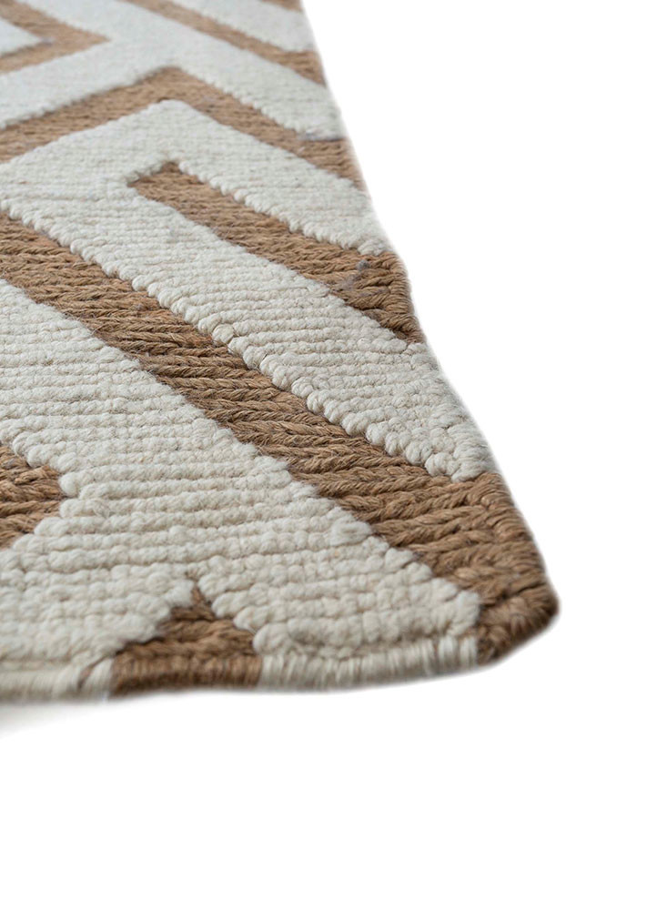 azalea beige and brown wool hand knotted Rug - Corner