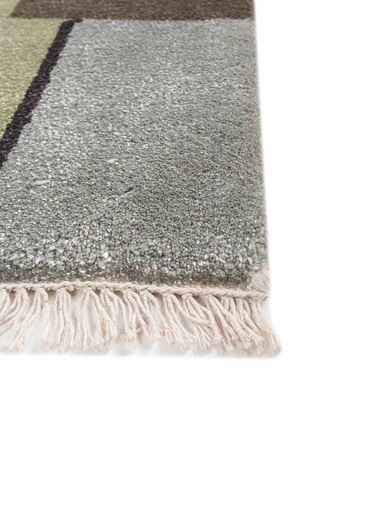 aprezo green wool and bamboo silk hand knotted Rug - Corner aprezo green wool and bamboo silk hand knotted Rug - Corner