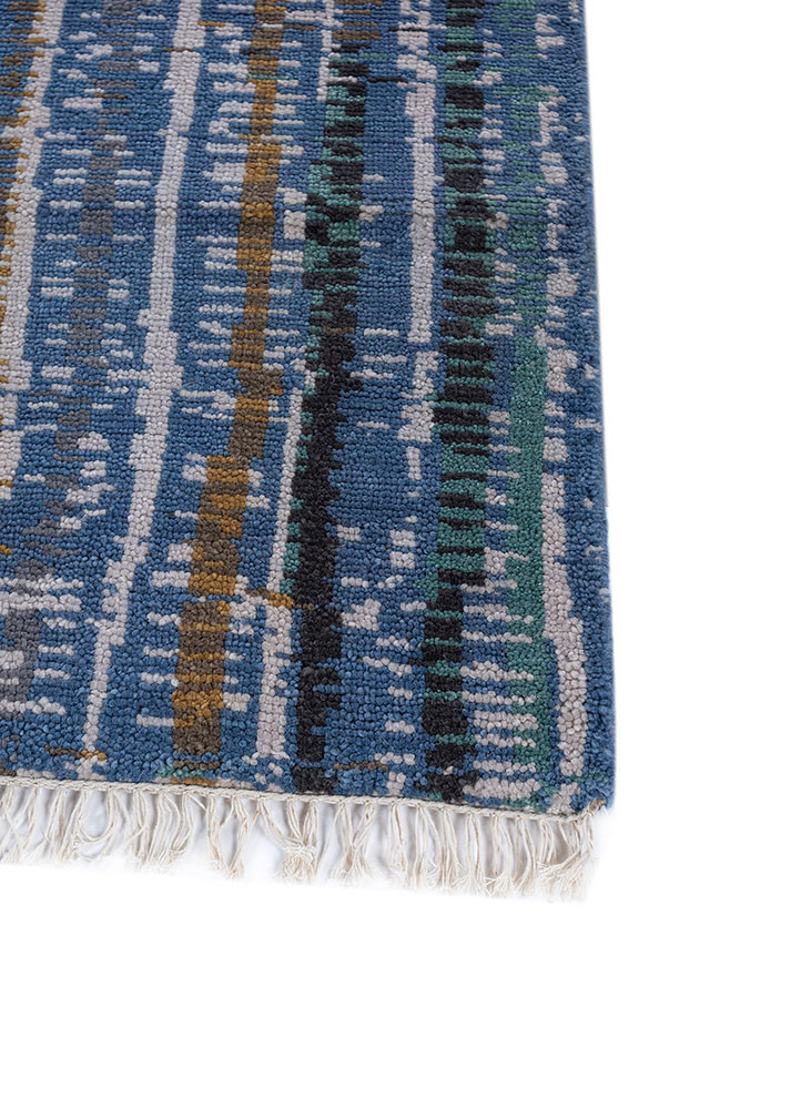 blythe blue jute and hemp hand knotted Rug - Corner