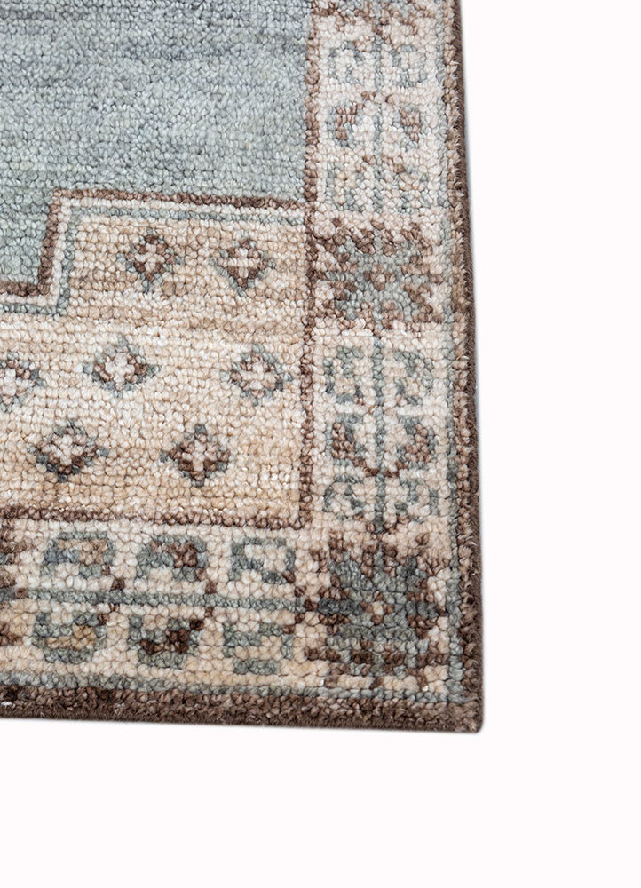 thyme beige and brown wool hand knotted Rug - Corner