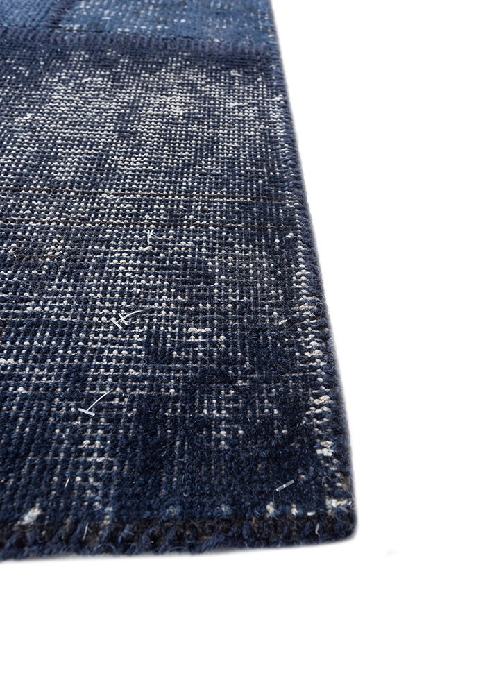 provenance blue wool hand knotted Rug - Corner provenance blue wool hand knotted Rug - Corner