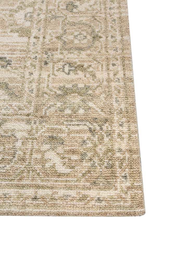 viscaya beige and brown wool hand knotted Rug - Corner