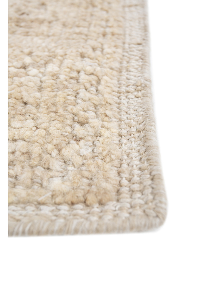 savana beige and brown wool hand knotted Rug - Corner