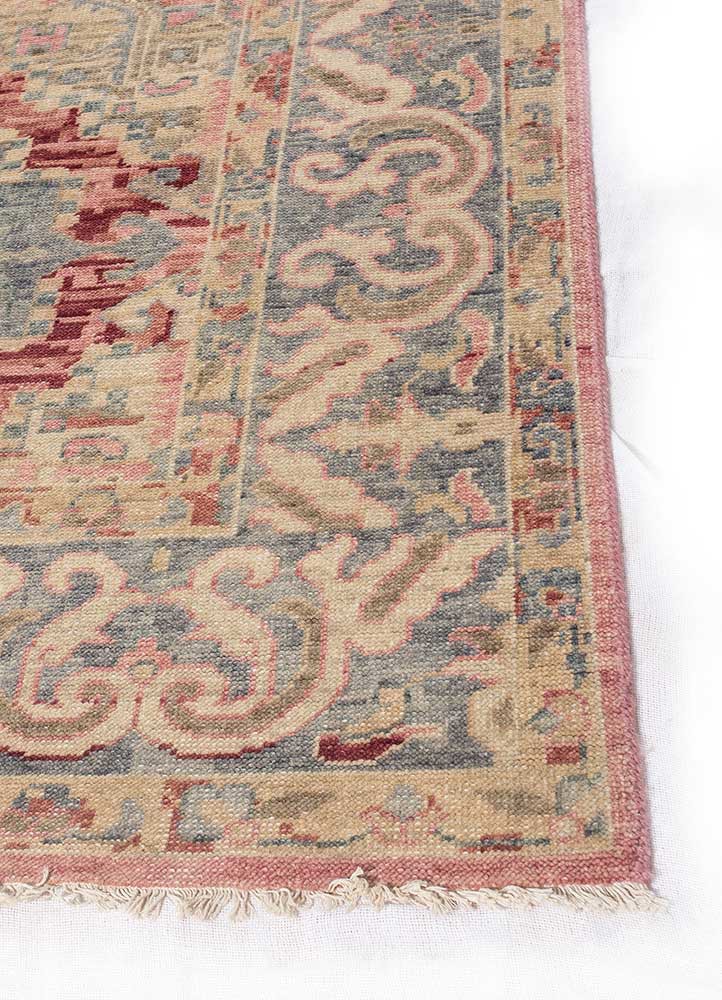 erbe pink and purple wool hand knotted Rug - Corner