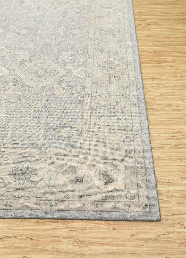 erbe blue wool hand knotted Rug - Corner erbe blue wool hand knotted Rug - Corner