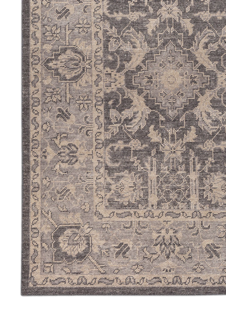 erbe grey and black wool hand knotted Rug - Corner erbe grey and black wool hand knotted Rug - Corner
