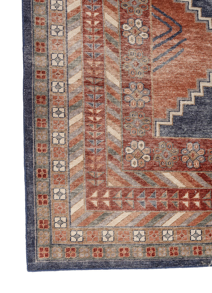 erbe blue wool hand knotted Rug - Corner erbe blue wool hand knotted Rug - Corner