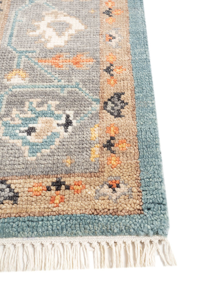cyanna blue wool hand knotted Rug - Corner cyanna blue wool hand knotted Rug - Corner