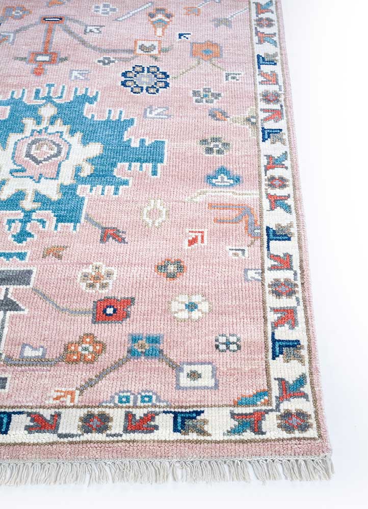 cyanna pink and purple wool hand knotted Rug - Corner