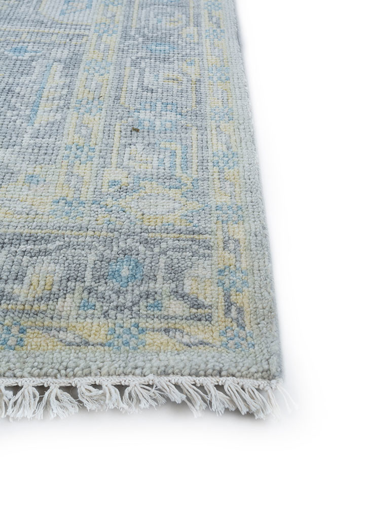 erbe blue wool hand knotted Rug - Corner erbe blue wool hand knotted Rug - Corner