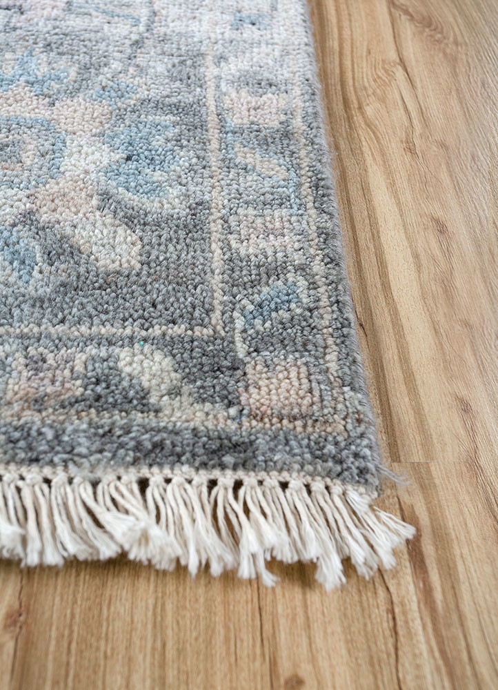 far east blue wool hand knotted Rug - Corner