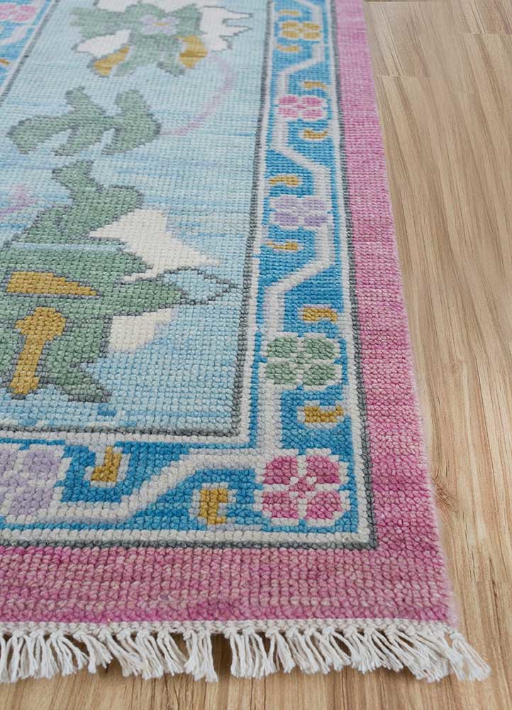 cyanna pink and purple wool hand knotted Rug - Corner