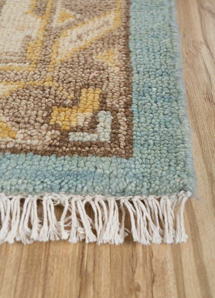 cyanna blue wool hand knotted Rug - Corner