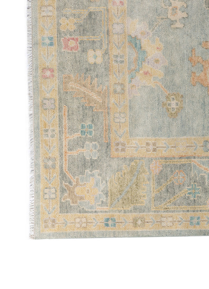 abrash blue wool hand knotted Rug - Corner abrash blue wool hand knotted Rug - Corner