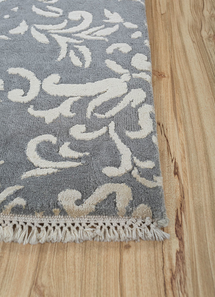 aurora grey and black wool and silk hand knotted Rug - Corner aurora grey and black wool and silk hand knotted Rug - Corner