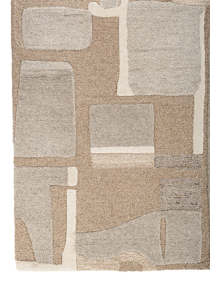 pathways beige and brown wool hand tufted Rug - Corner pathways beige and brown wool hand tufted Rug - Corner