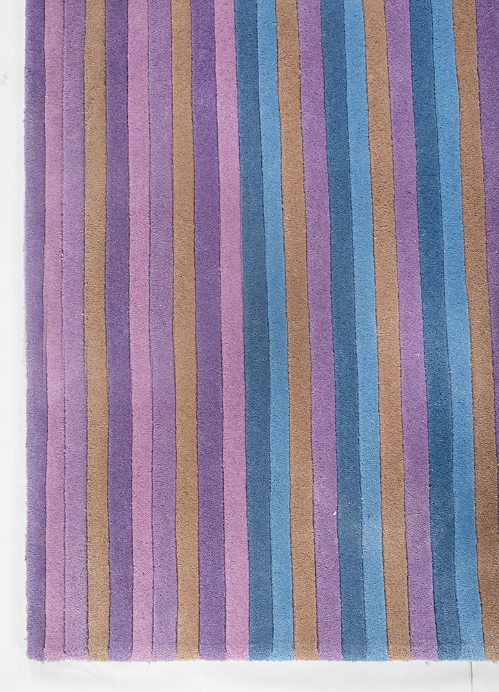 acar beige and brown wool hand tufted Rug - Corner