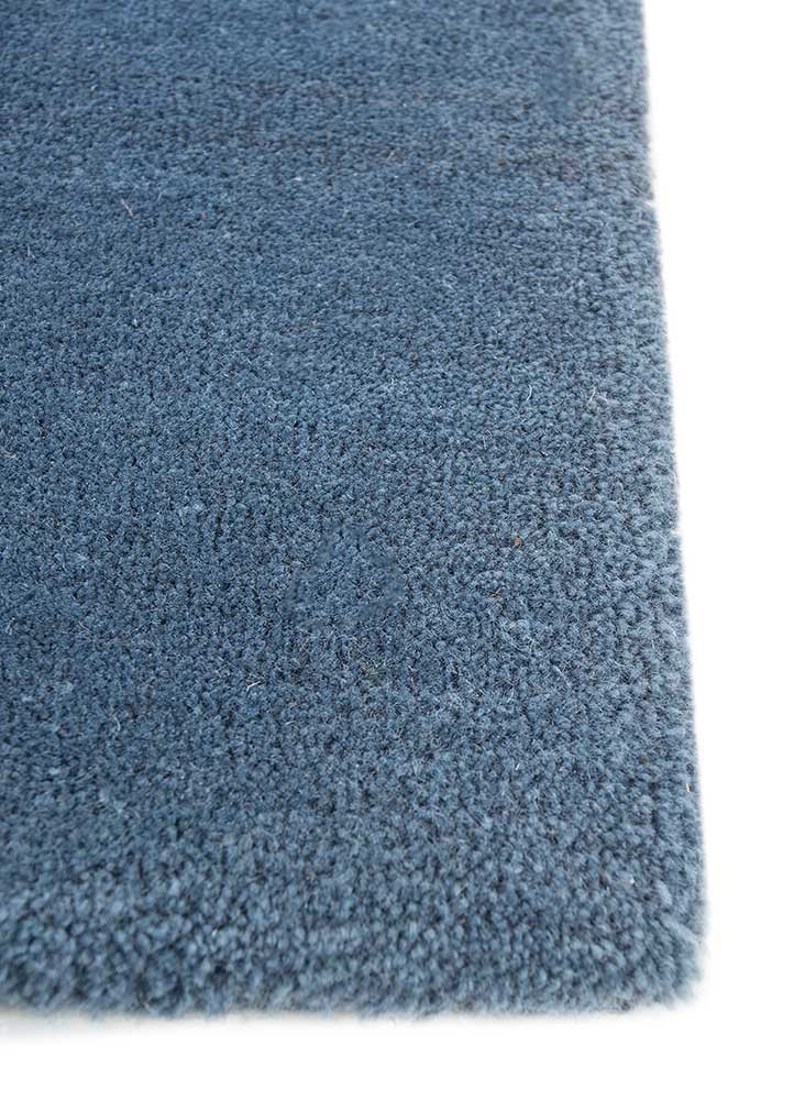 cera blue wool and viscose hand tufted Rug - Corner
