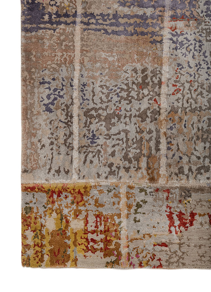 provenance blue wool and bamboo silk hand knotted Rug - Corner provenance blue wool and bamboo silk hand knotted Rug - Corner