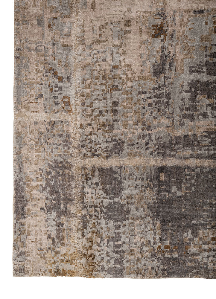 provenance blue wool and bamboo silk hand knotted Rug - Corner provenance blue wool and bamboo silk hand knotted Rug - Corner
