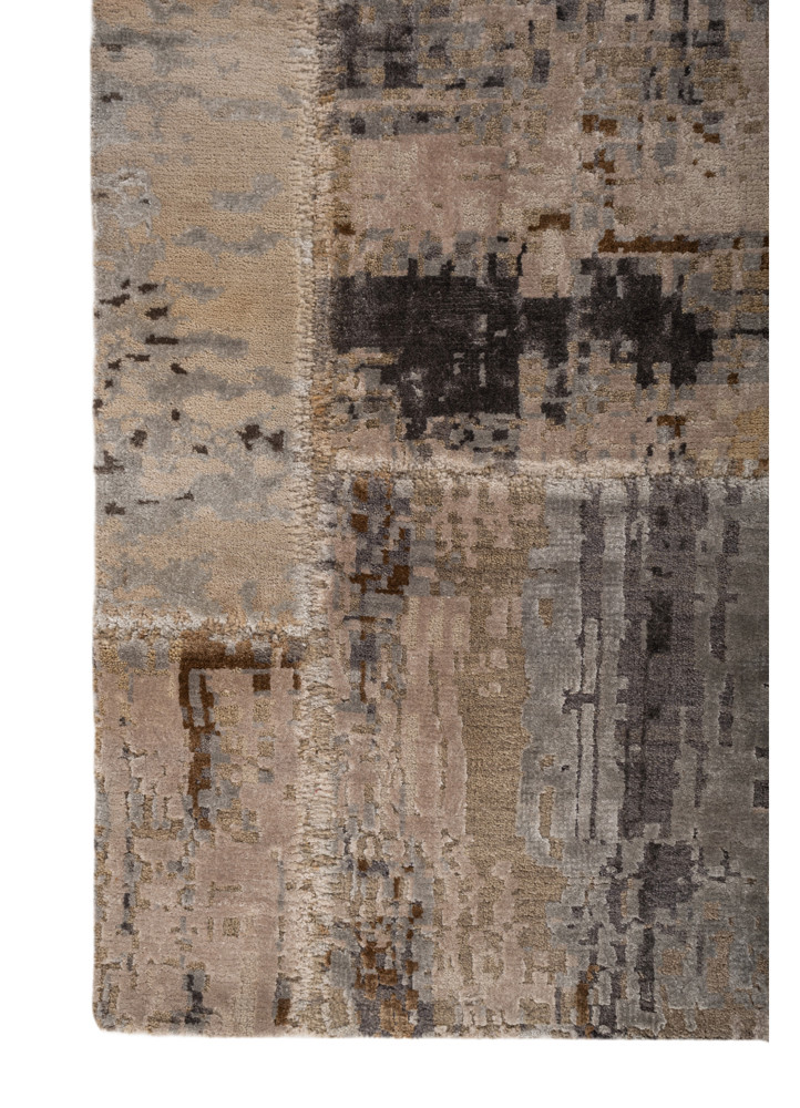aprezo ivory wool and bamboo silk hand knotted Rug - Corner