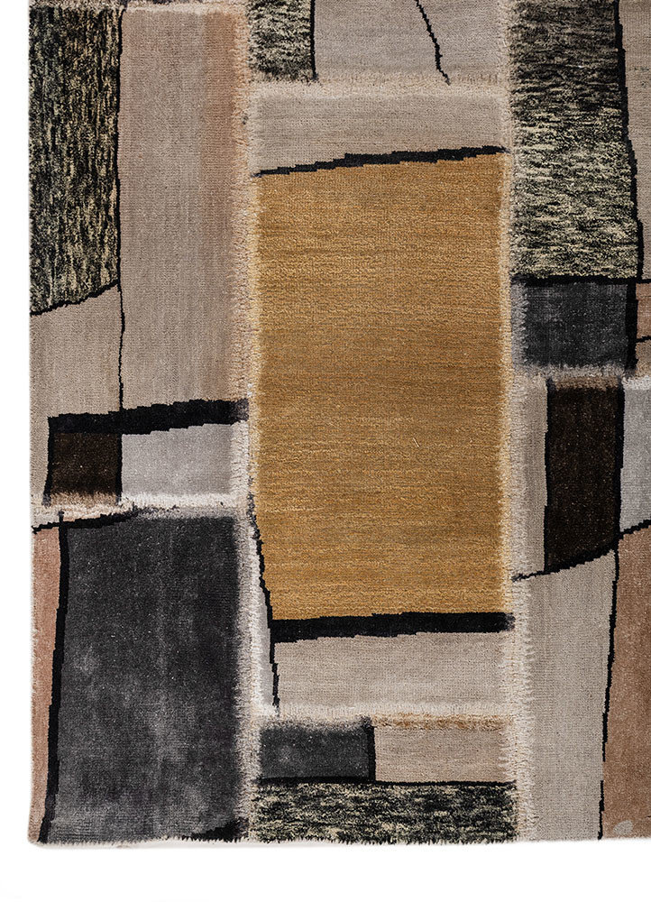 provenance grey and black wool and bamboo silk hand knotted Rug - Corner provenance grey and black wool and bamboo silk hand knotted Rug - Corner