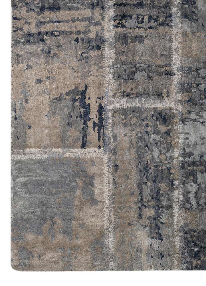 provenance grey and black wool and bamboo silk hand knotted Rug - Corner provenance grey and black wool and bamboo silk hand knotted Rug - Corner