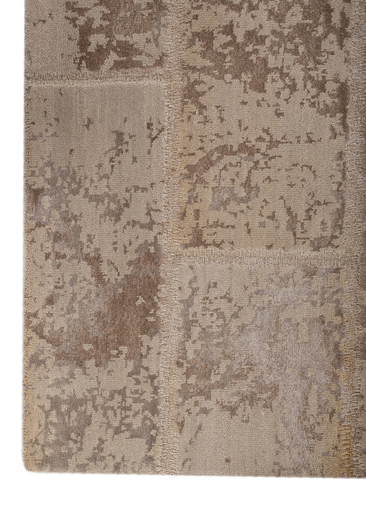 provenance ivory wool and bamboo silk hand knotted Rug - Corner