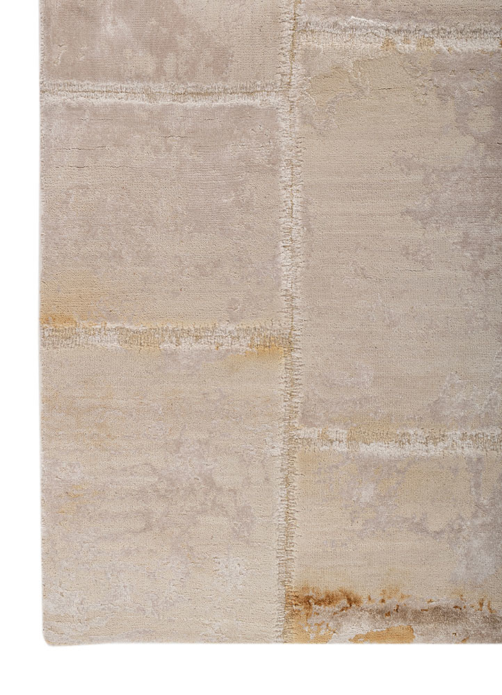 provenance ivory wool and bamboo silk hand knotted Rug - Corner