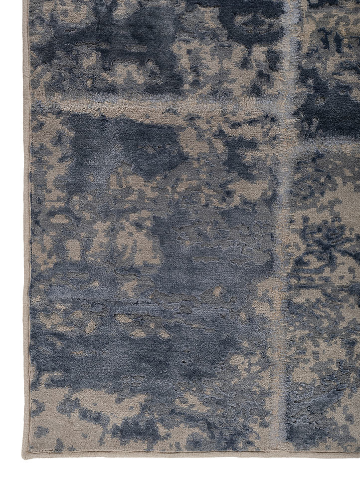 aprezo grey and black wool and bamboo silk hand knotted Rug - Corner aprezo grey and black wool and bamboo silk hand knotted Rug - Corner