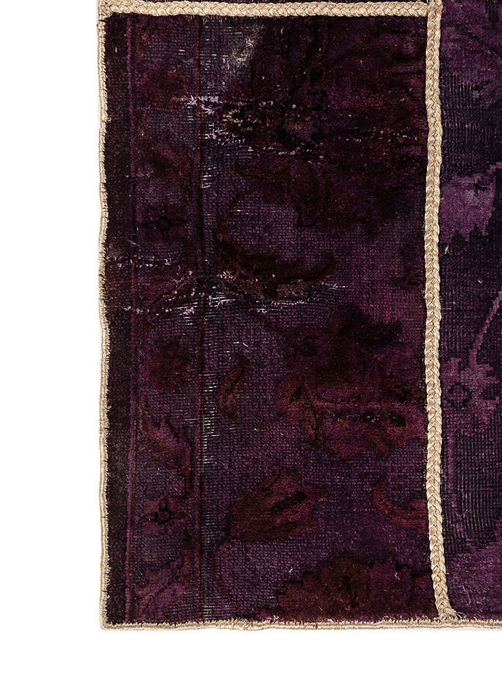 provenance pink and purple wool hand knotted Rug - Corner