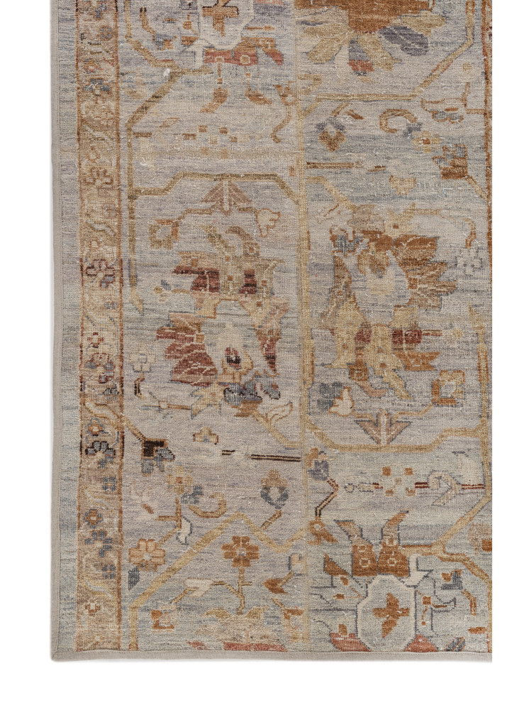 provenance blue wool hand knotted Rug - Corner