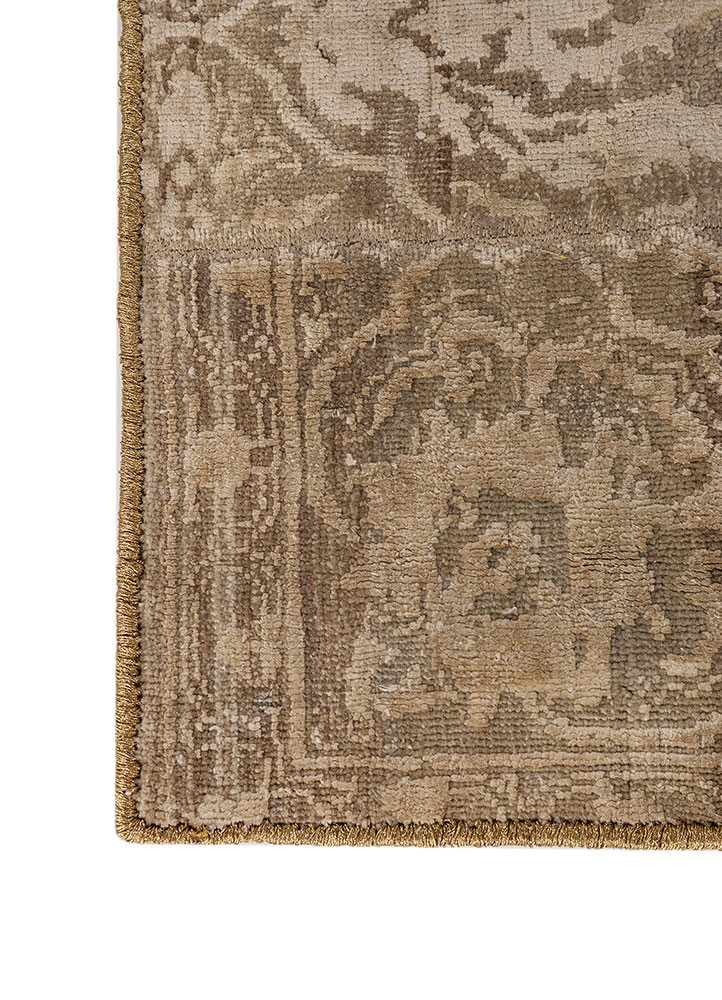 provenance gold wool and silk hand knotted Rug - Corner provenance gold wool and silk hand knotted Rug - Corner