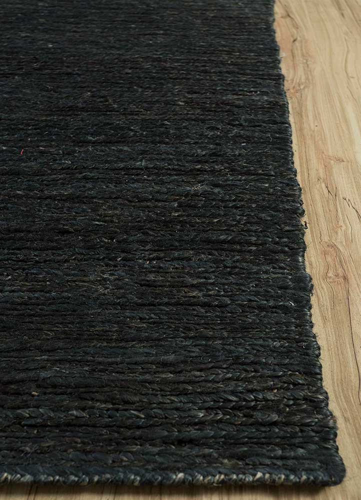 hula grey and black jute and hemp hand knotted Rug - Corner