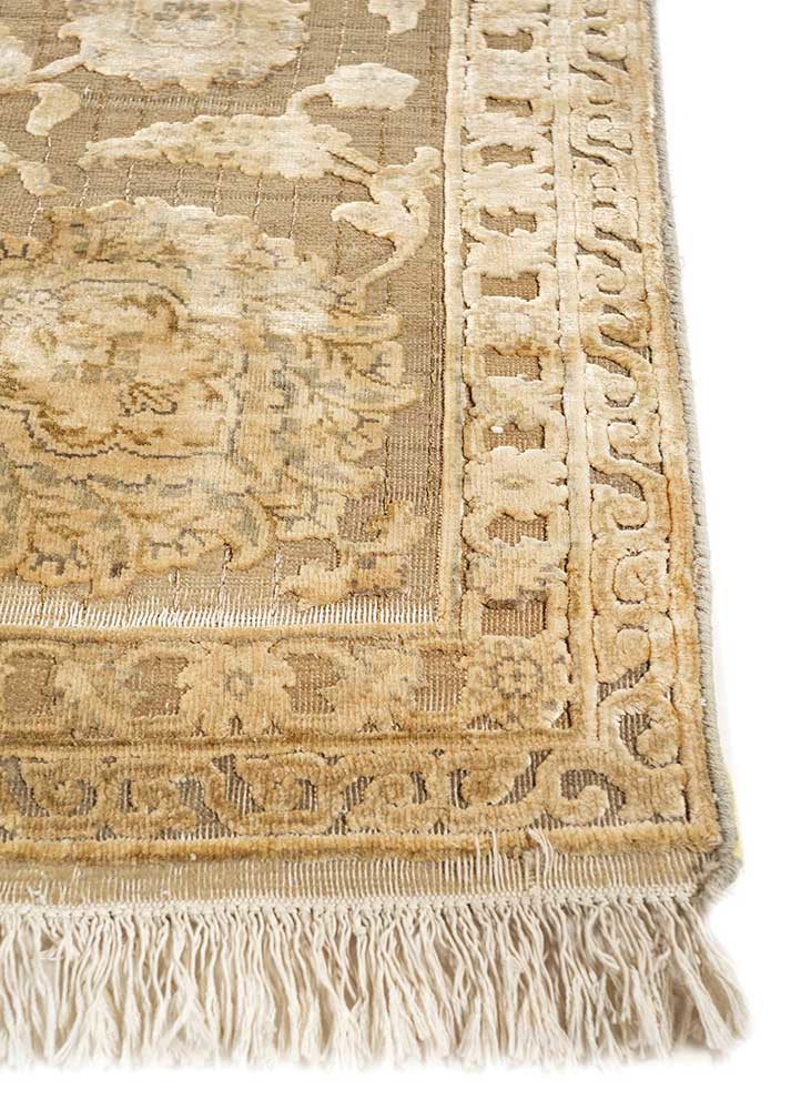 aurora grey and black wool and silk hand knotted Rug - Corner