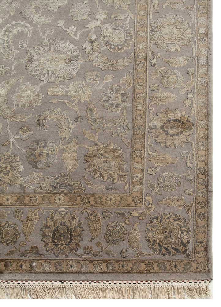 aurora grey and black wool and silk hand knotted Rug - Corner