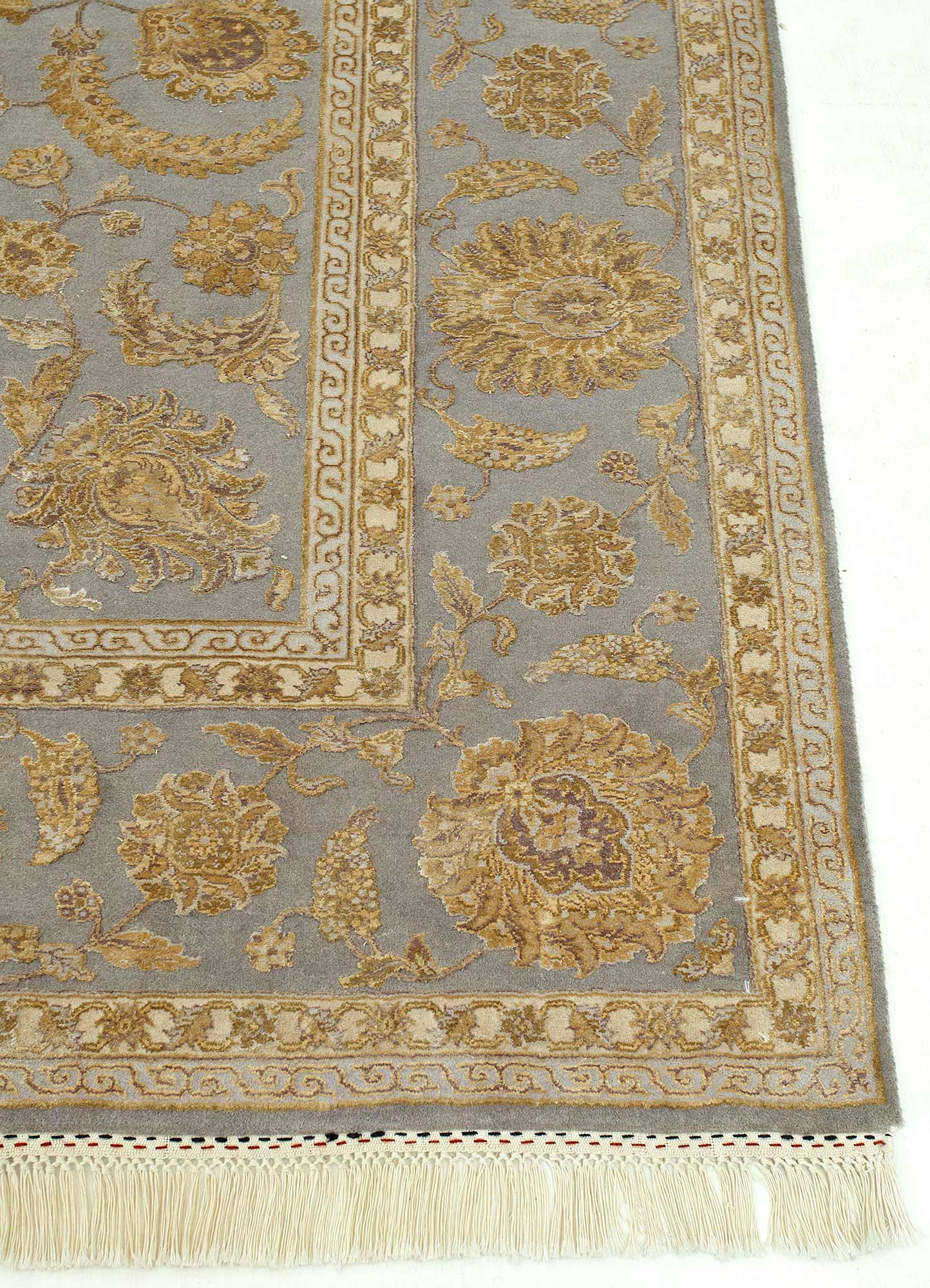 aurora pink and purple wool and silk hand knotted Rug - Corner