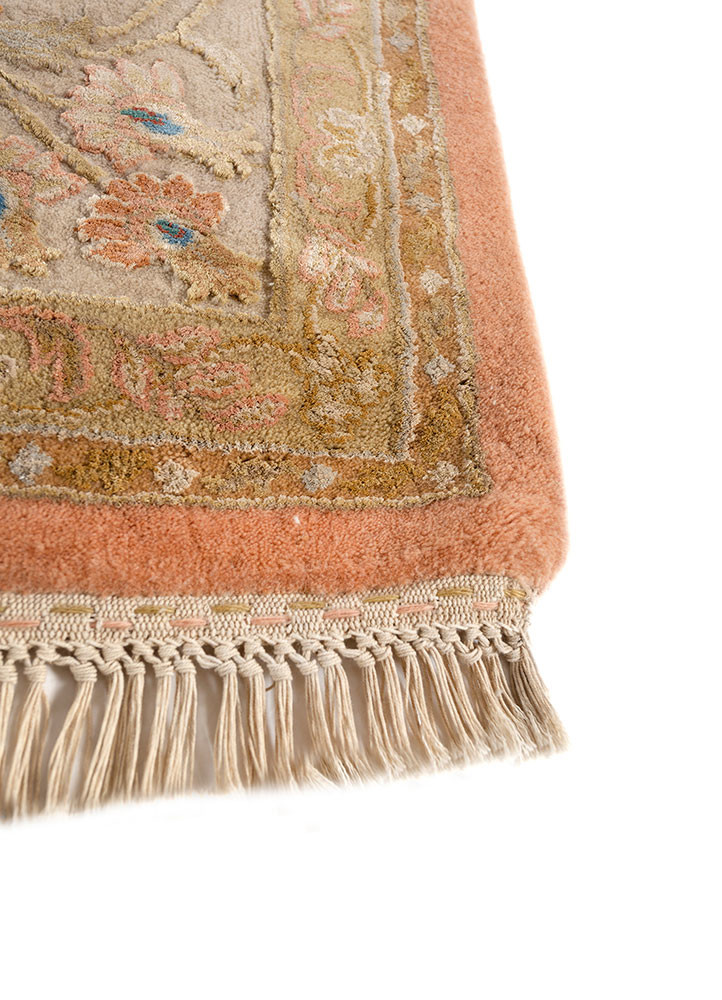 aurora red and orange wool and silk hand knotted Rug - Corner