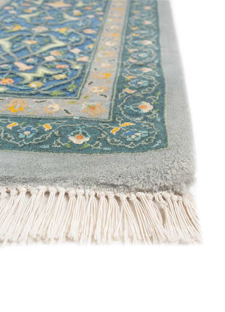 aurora blue wool and silk hand knotted Rug - Corner aurora blue wool and silk hand knotted Rug - Corner